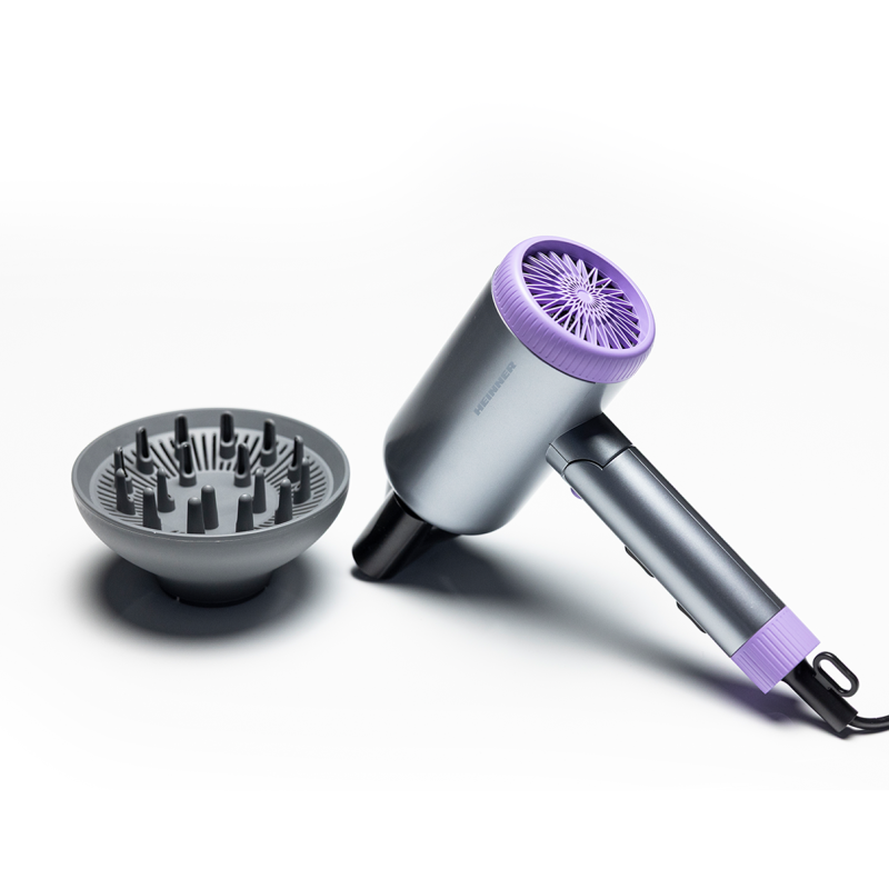 Hair dryer 2000W, black/purple, HHD-R20DC-GYV HEINNER