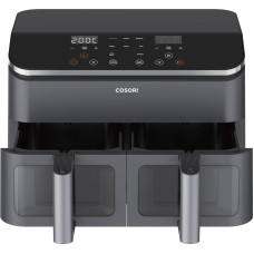 Cosori Dual Basket Hot Air Fryer CAF-R901-AEU black, 1750 watts, 2 baskets of 4.25 liters each, with viewing window