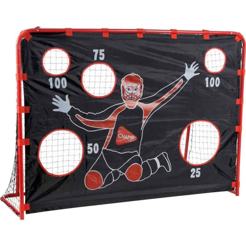 Hudora floorball goal with goal wall, hockey goal red