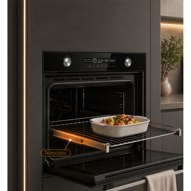 Built-in oven 72L with self-cleaning function, HBO-M7212GCDRP-GBK HEINNER