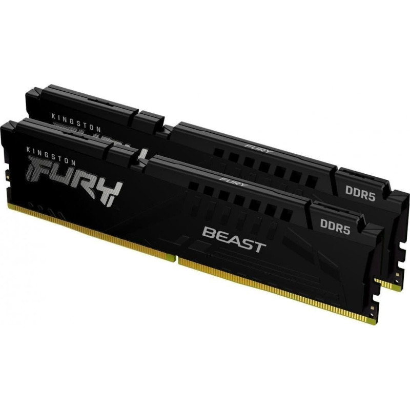 Kingston FURY DDR5 - 32GB - 6400 - CL - 32 (2x 16 GB) dual kit, memory (black, KF564C32BBK2-32, FURY Beast, INTEL XMP)