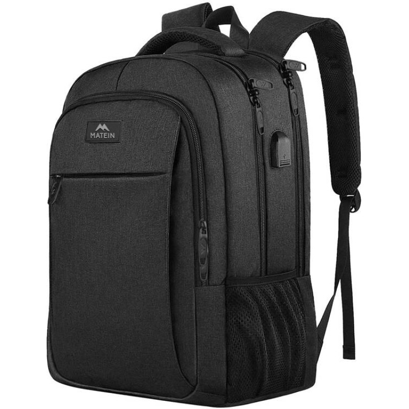 Matein 1007 Black USB 15.6'' laptop travel backpack