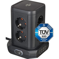 Brennenstuhl Socket Tower 8-fold with 4 USB 2m    black