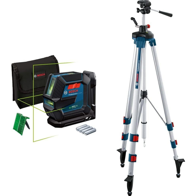 Bosch line laser GLL 2-15 G Professional, cross line laser (blue/black, green laser lines)