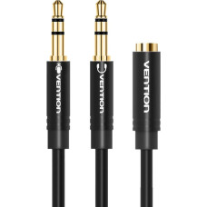 Vention Cable Audio 2x 3.5mm male to 3,5mm female Vention BBUBY 0.3m Black