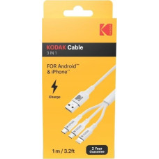 Kodak USB cable Kodak USB-A - USB-C + microUSB + Lightning 1 m White (SB7379)
