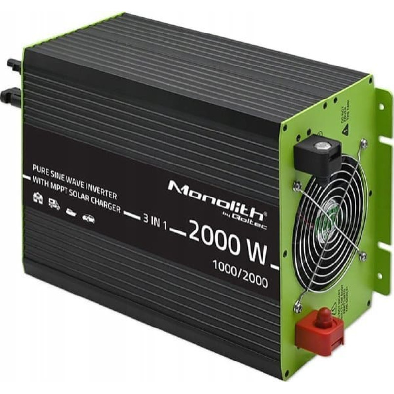 Qoltec UPS Qoltec Przetwornica Qoltec solarna Monolith 3w1 z funkcją ładowania AC | MPPT | UPS | ATS | 1000W | 2000W | 12V na 230V | Czysty Sinus
