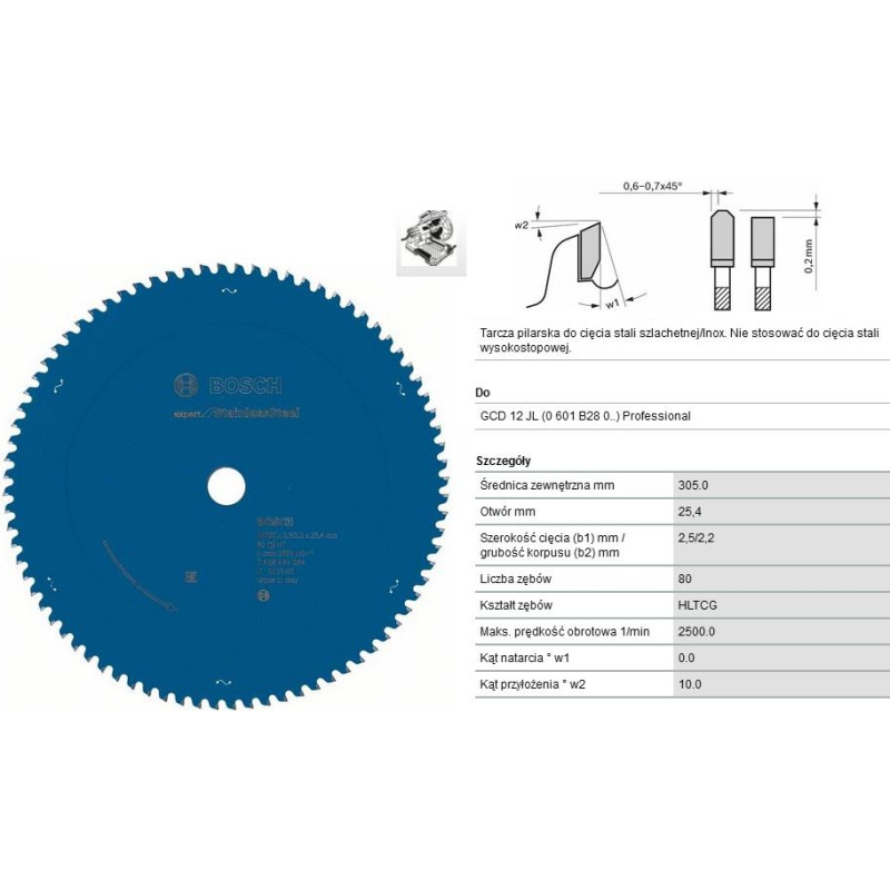 Bosch circular saw blade EX SL T 305x25.4-80 - 2608644284