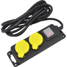 Awtools AW WORKSHOP EXTENSION LEAD/ ON-OFF SWITCH/ GROUNDED/ 2-WAY*5.0m IP44 3x1.5mm BLACK-YELLOW