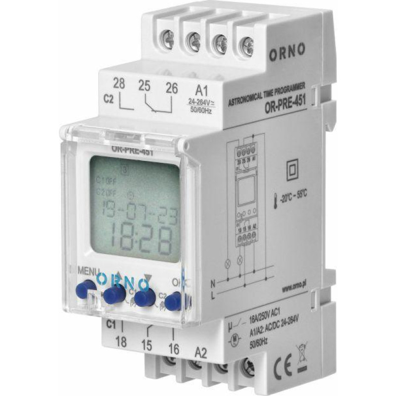Orno PROGRAMATOR ASTRONOMICZNY NA SZYNĘ DIN, 2 WYJŚCIA