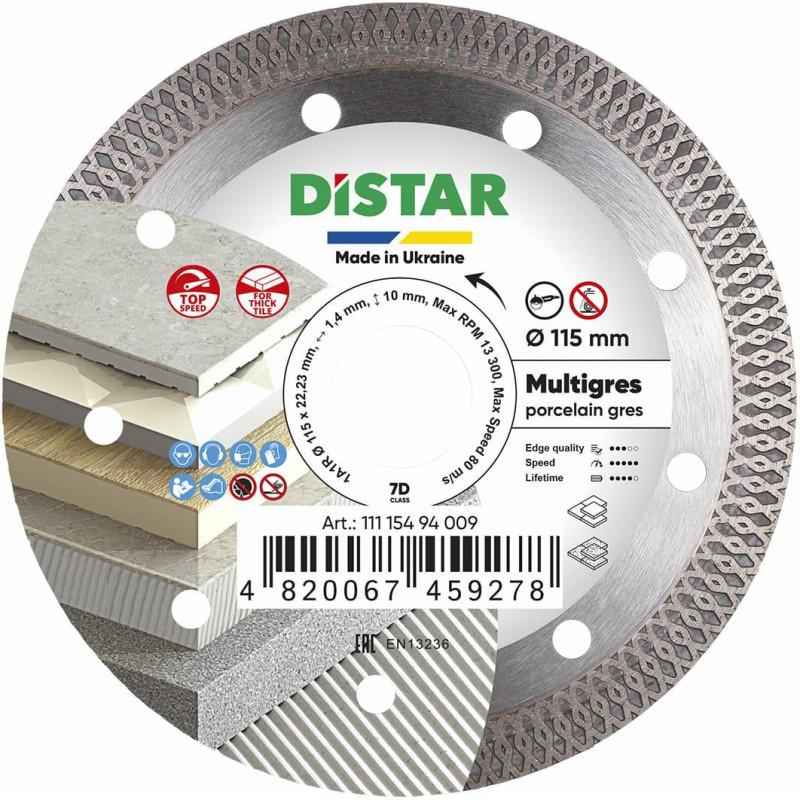 Distar TARCZA DIAMENTOWA MULTIGRES 115 x 1,4 x 10 x 22,23mm