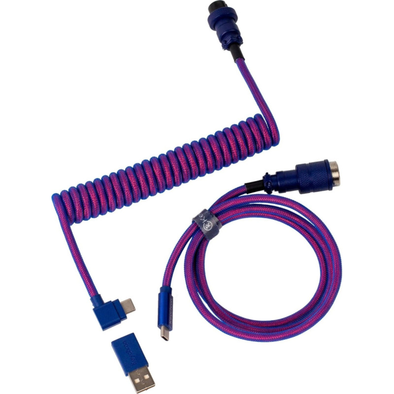 Keychron Premium Coiled Aviator Cable (purple, 1.08 m, angled plug)