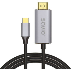 Savio USB cable Savio USB-C - HDMI 1 m Black-Silver (SAVKABELCL-170)