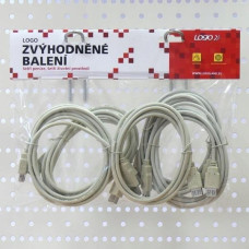 Logo Przed�u�acz USB (2.0), USB A M - USB A F, 3m, czarna, cena za 1 szt.