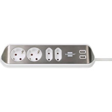 Brennenstuhl estilo Corner 4-way Extension Lead silver/white