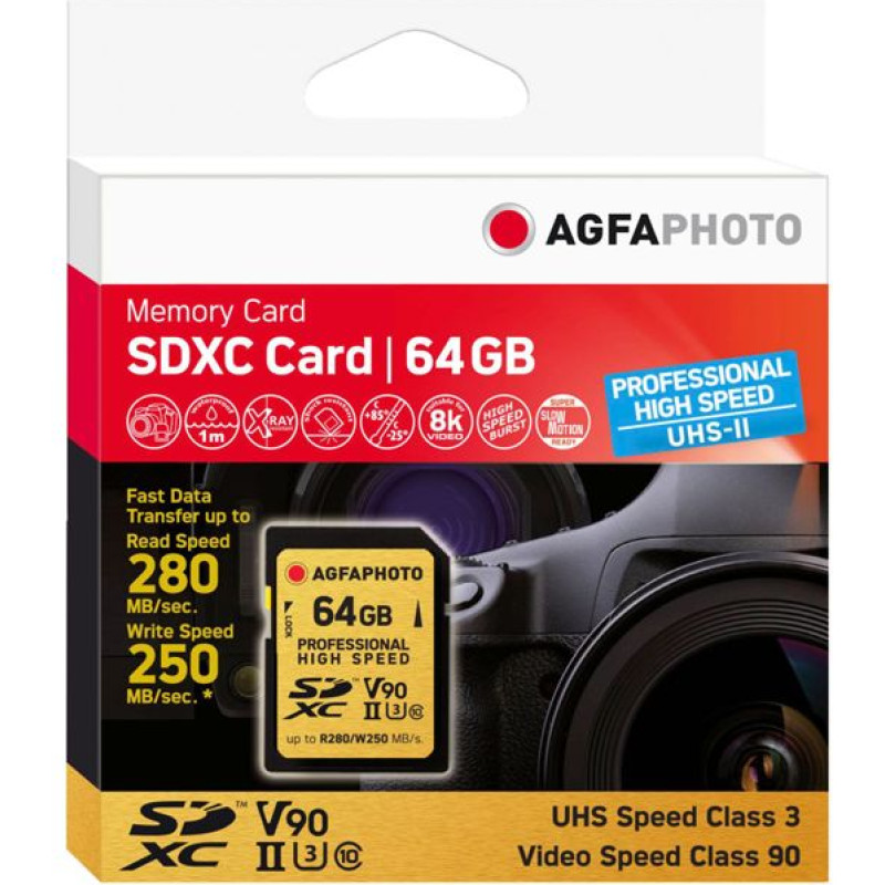 Agfaphoto SDXC UHS II       64GB Professional High Speed U3 V90