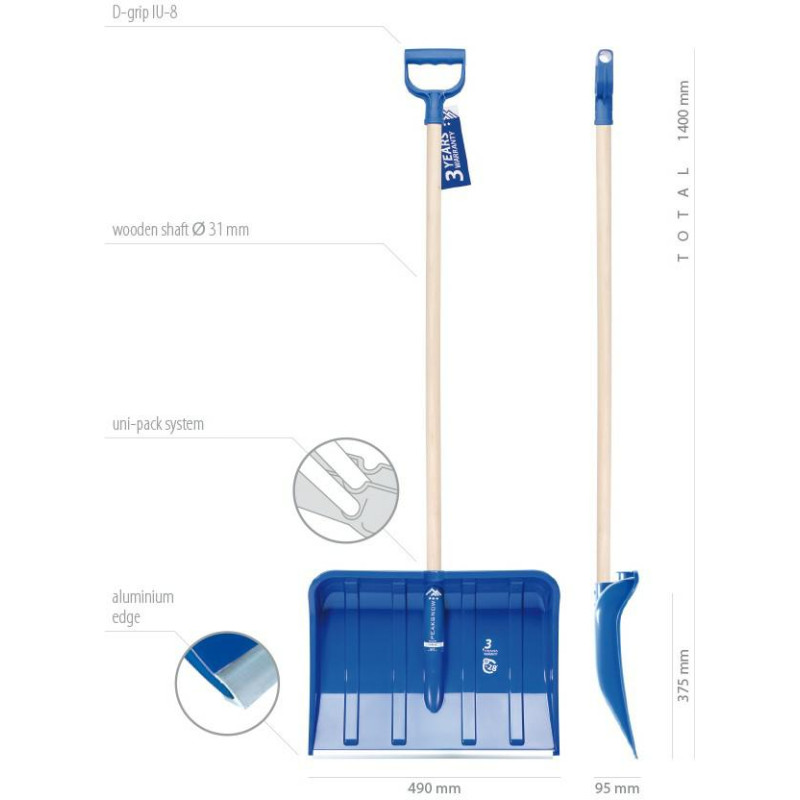 Prosperplast ŁOPATA DO ŚNIEGU ALPIN 2 LISTWA ALUMINIOWA NIEBIESKA