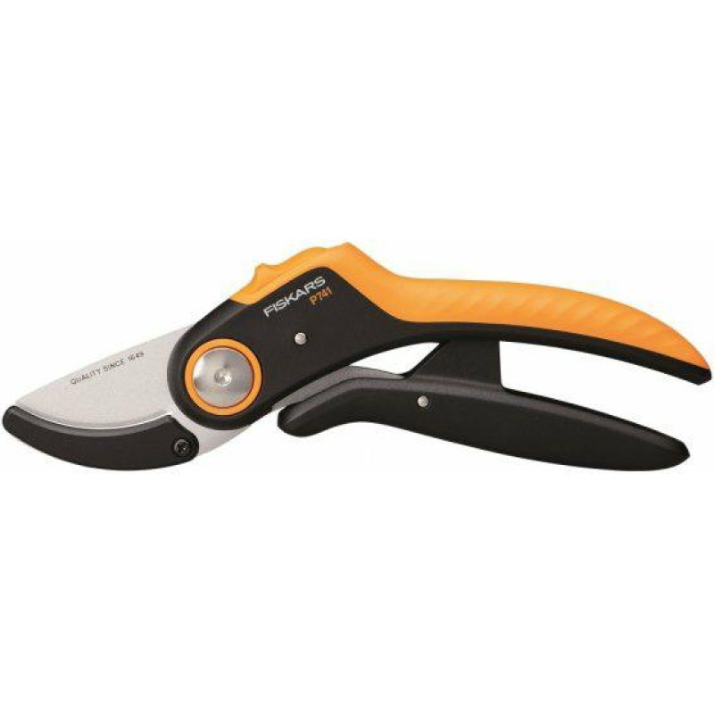 Fiskars PowerLever Plus anvil secateurs P741 (black/orange)