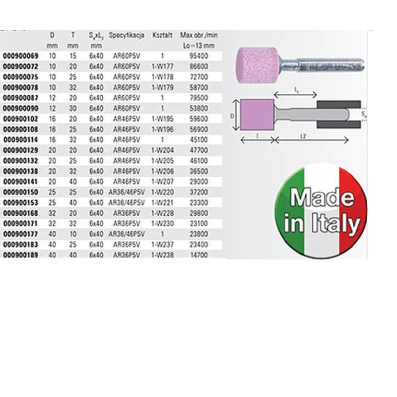 Beta GRINDING WHEEL CERAM SHANK ROLLER 10X25 AR60P5V / 25PCS
