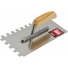 Awtools AW PLASTERING STEEL TROWEL 270mm/ 12mm NOTCHED/ WOODEN HANDLE & ALU SHANK