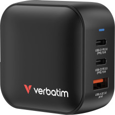 Verbatim Mini GaN Charger 70W 2xUSB-C PD, 1xUSB-A QC 3.0 32229