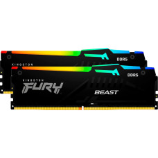 Kingston FURY DDR5 - 64GB - 6400 - CL - 32 (2x 32 GB) dual kit, RAM (black, KF564C32BBEAK2-64, FURY Beast RGB, INTEL XMP, AMD EXPO)