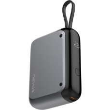 Nevox POWERBANK 10000mAh, integrated USB-C cable (grey, 10,000 mAh, Power Delivery 30 Watt)