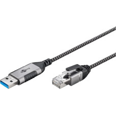 Goobay Ethernet adapter cable USB-A 3.2 Gen1 > RJ-45, Slim (black/gray, 3 meters)