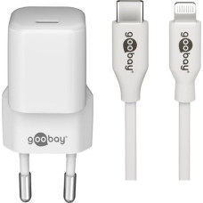 Goobay Apple Lightning / USB-C PD charging set 30 watts, charger (white, 1 meter cable, PD)