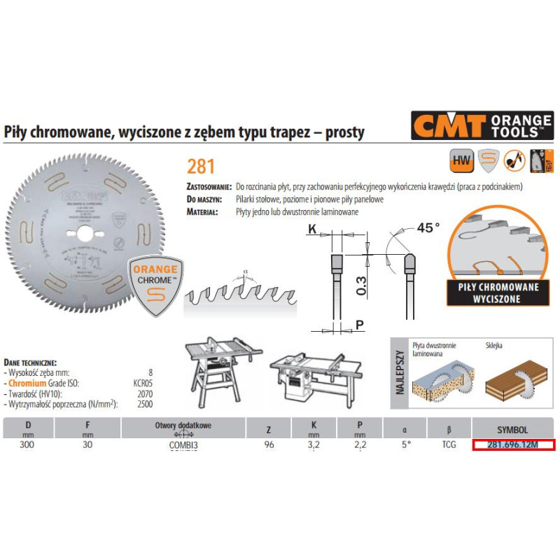 CMT Zāģripa HM (Chrome) 300x3.2/2.2x30 Z96, CMT