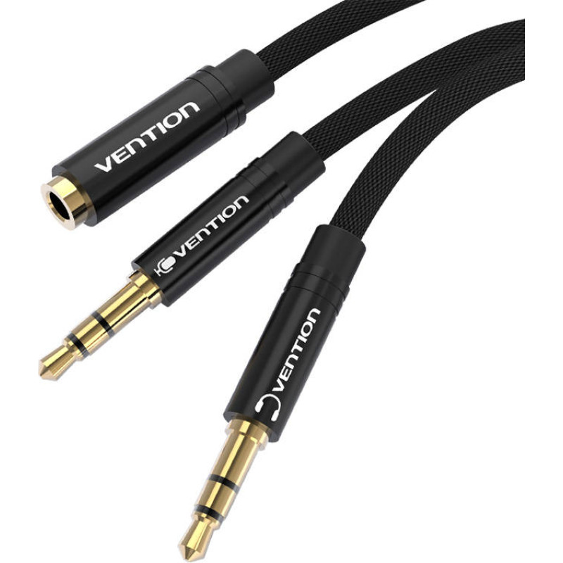 Vention Cable Audio 3.5mm female to 2x3.5mm male Vention BBLBF 1m (black)