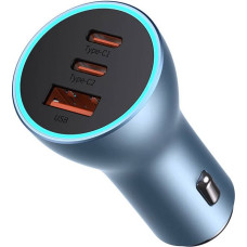 Baseus Car charger Baseus Golden Contactor Pro, 2x USB-C, 1x USB, 65W (blue)