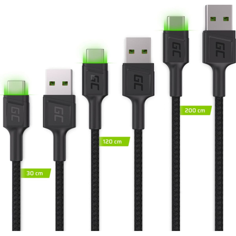 Green Cell Kabel USB Green Cell USB-A - USB-C 2 m Czarny (KABGCSET01)