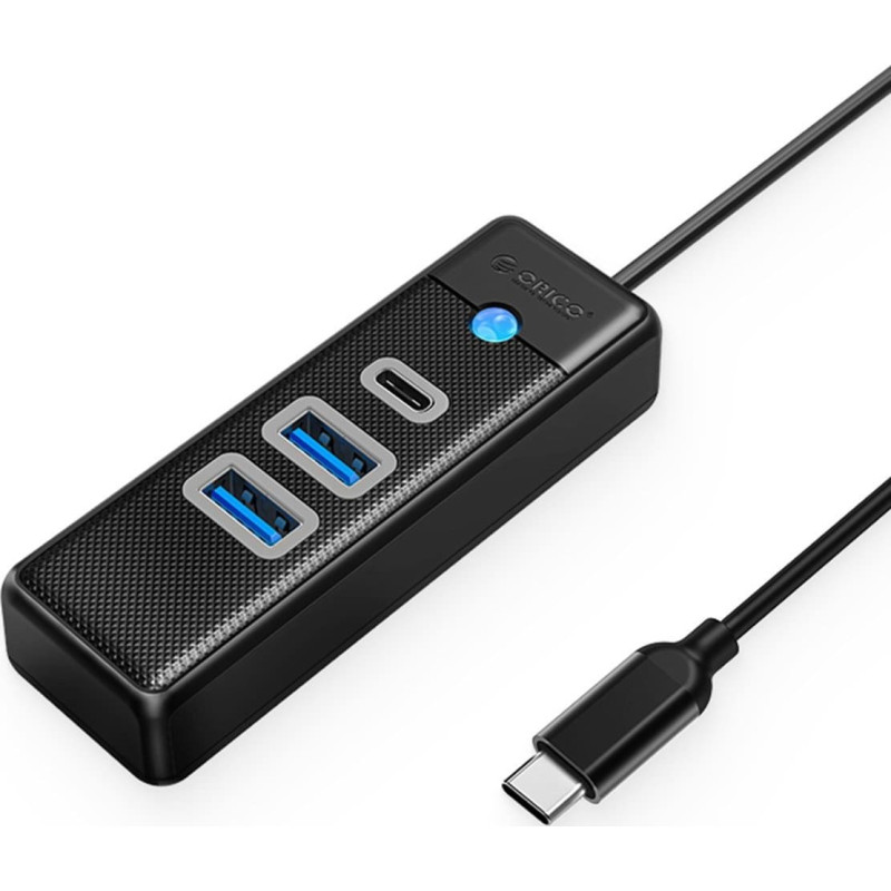 Orico Hub Adapter USB-C to 2x USB 3.0 + USB-C, 5 Gbps, 0.15m (Black)