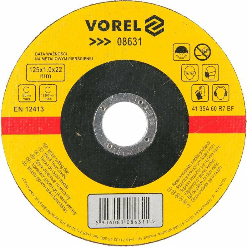Vorel TARCZA DO CIĘCIA METALU 125 x 1,0 x 22,2mm  08631
