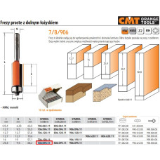 CMT FREZ PROSTY Z ŁOŻYSKIEM DOLNYM HM I=25,4 D=9,5 S=6