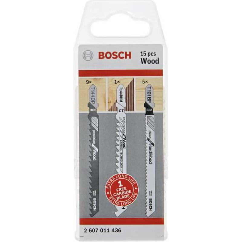 Bosch jigsaw blade set for wood, pack of 15