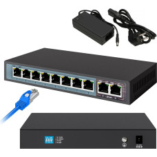 Extralink PERSES | Switch PoE | 8x Gigabit PoE/PoE+, 2x RJ45 Uplink Gigabit, 96W