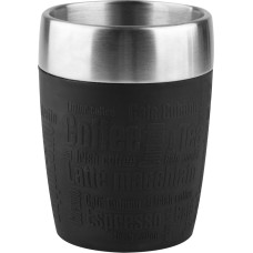 Emsa TRAVEL CUP thermal mug (black/stainless steel, 0.2 liters)