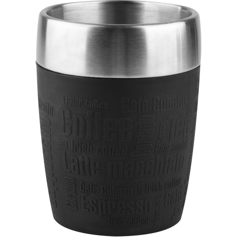 Emsa TRAVEL CUP thermal mug (black/stainless steel, 0.2 liters)