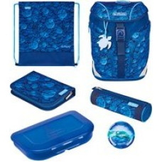 Herlitz SoftLight Plus GreenLine Deep Sea, school bag (blue, incl. filled 16-piece school case, pencil case, sports bag)