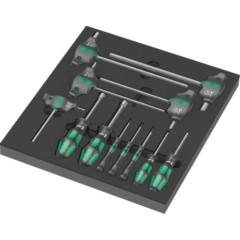 Wera 9713 foam insert Hex screwdriver set 1, 12 pieces (black/grey, in foam insert for workshop trolley)