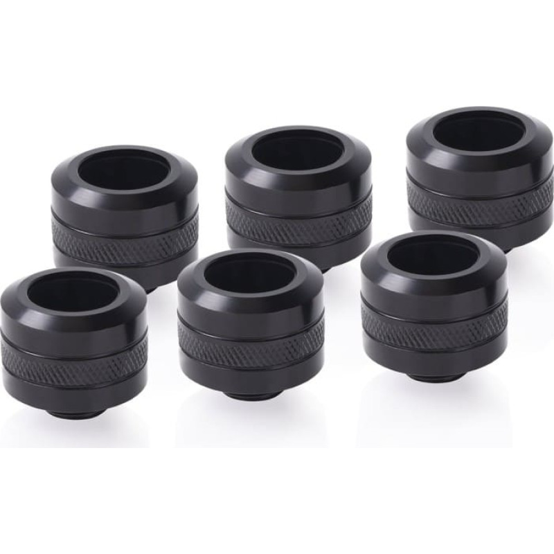 Alphacool Eiszapfen PRO 16mm HardTube Fitting G1 / 4 - Deep Black Sixpack, connection