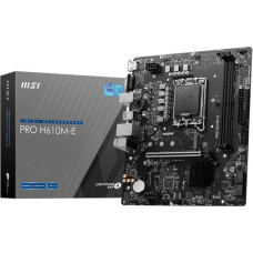 MSI Mainboard|MSI|Intel H610|LGA1700|Micro-ATX|Memory DDR5|Memory slots 2|1xPCI-Express 1x|1xPCI-Express 16x|1xM.2|1x15pin D-sub|1xHDMI|4xUSB 2.0|2xUSB 3.2|1xPS/2|1xRJ45|3xAudio port|PROH610M-E