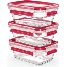 Emsa Clip&Close Glass Food Storage Box 3-pieces