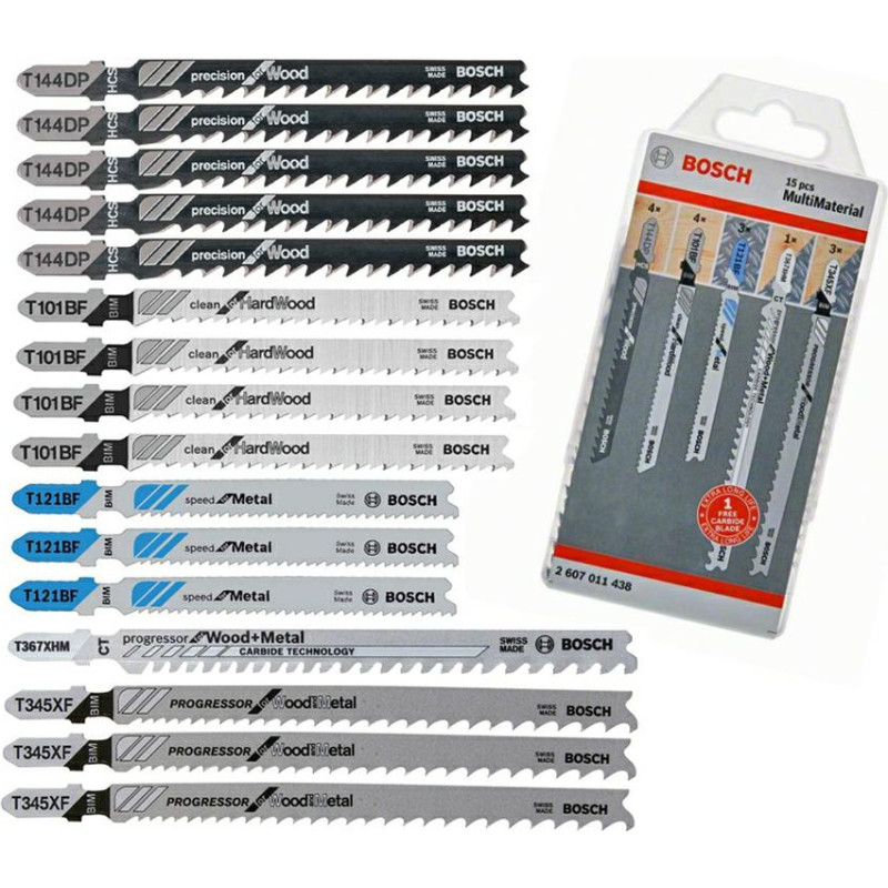 Bosch JIGSAW BLADE SET MULTI MATERIAL 15PCS