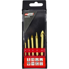 Awtools AW TCT TiN TILE & GLASS DRILL BIT SET 4-10mm 5pcs