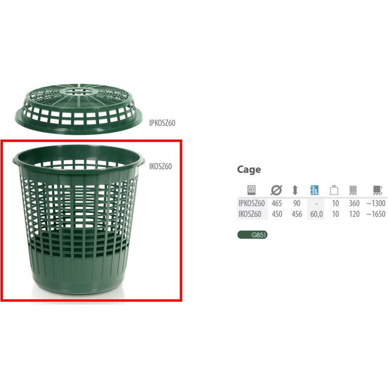 Prosperplast KOSZ ZIELONY CAGE  60L