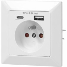 Orno GNIAZDO POJEDYNCZE 2P+Z, USB-A + USB-C