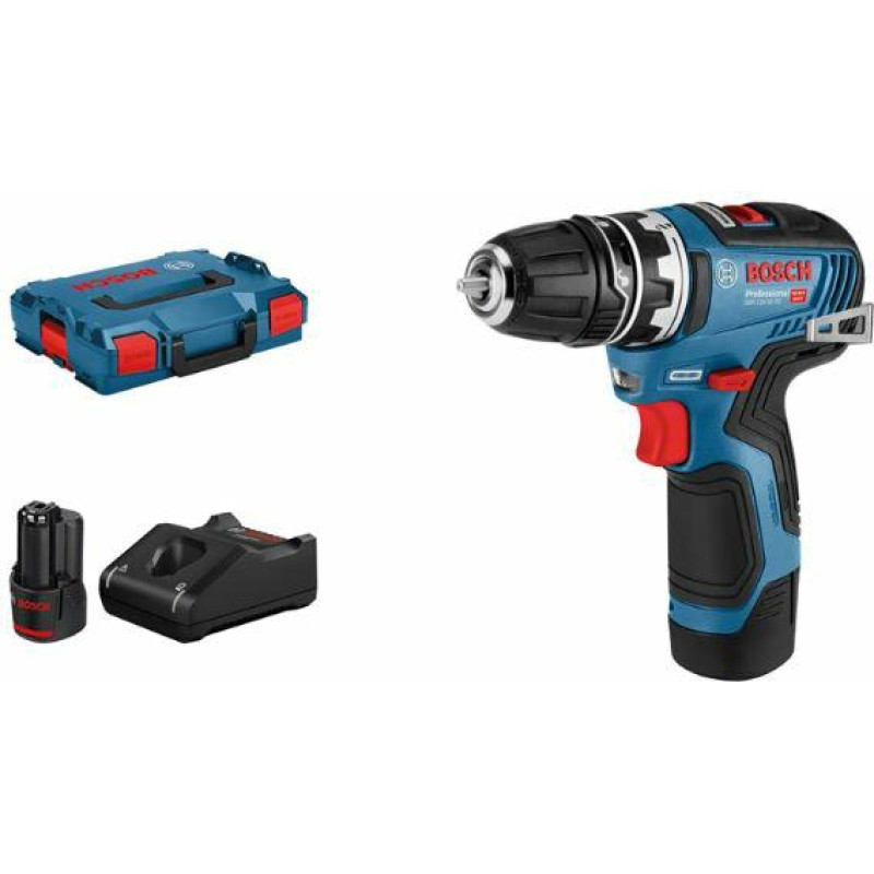 Bosch cordless drill GSR 12V-35 FC Professional, 12Volt (blue / black, 2x Li-ion battery 3.0Ah, with FlexiClick drill chuck, L-BOXX)